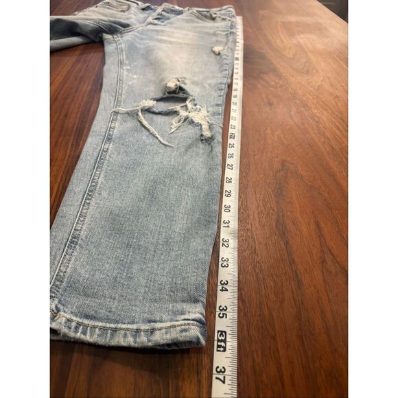 Daze Women's Light Wash Button Fly Straight Leg Whiskering Ripped Jeans Size 28 - Picture 6 of 11